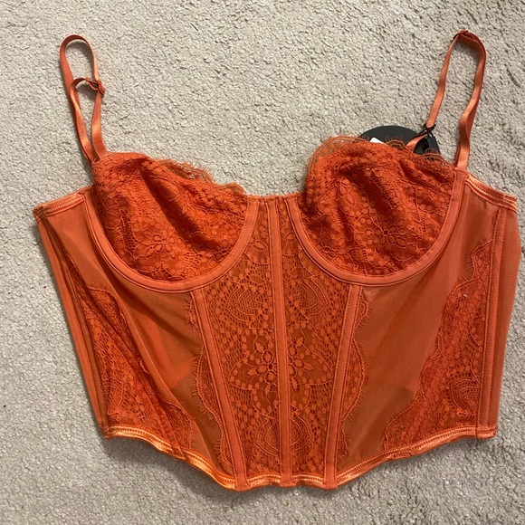 White Fox Boutique Tops - White Fox Bustier Orange Corset Top